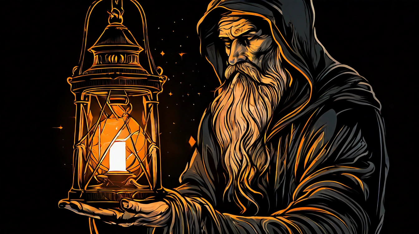 The Hermit Tarot card, Tattoo design, lantern on hand
